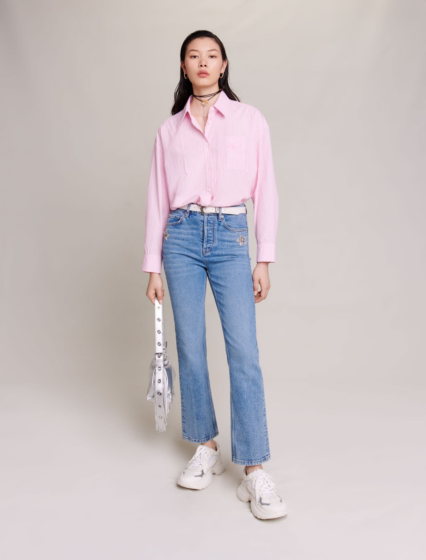 Jeans striped sale shirt