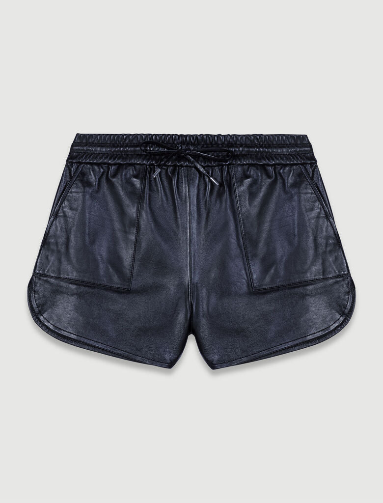 Loose black leather shorts best sale