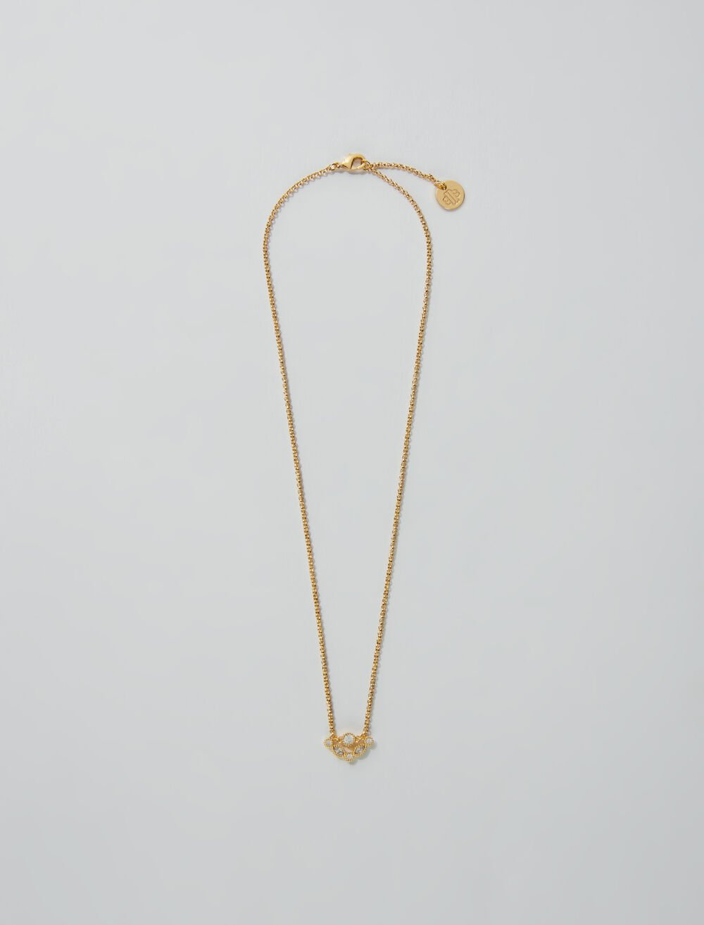 Gold featured-Gold-tone necklace with rhinestones