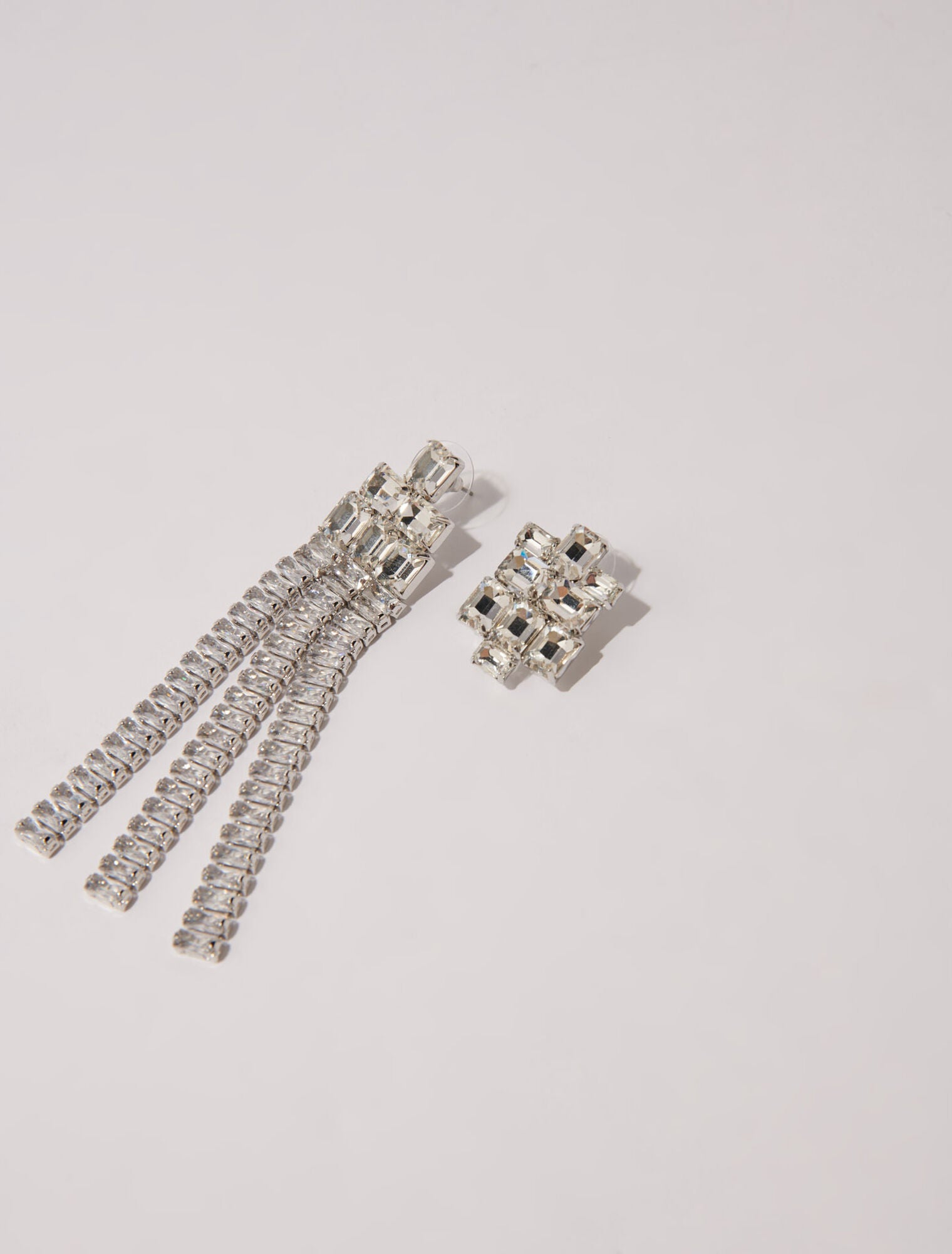 Silver-Cascade diamanté earrings