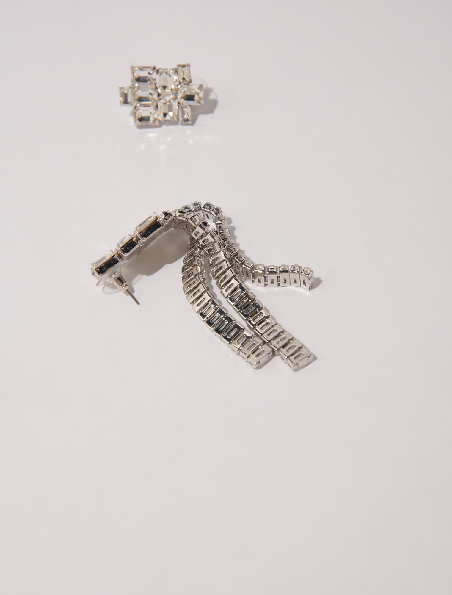 Silver-Cascade diamanté earrings