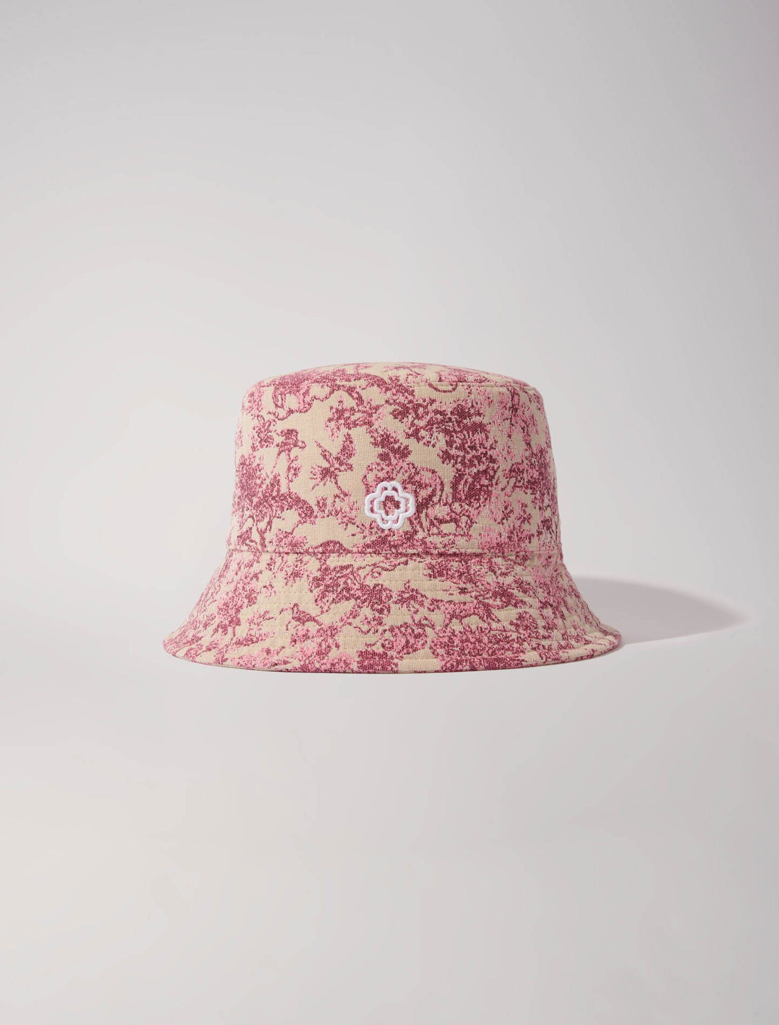 Pink toile de jouy featured-Patterned cotton bucket hat