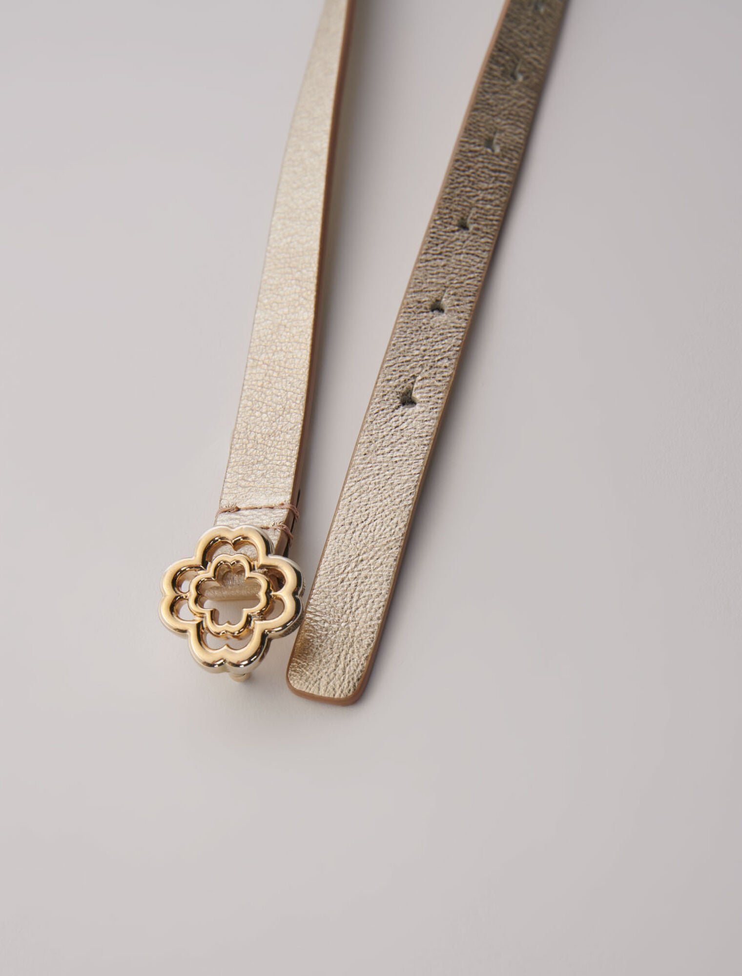 Light Gold featured-Slim belt with Clover buckle