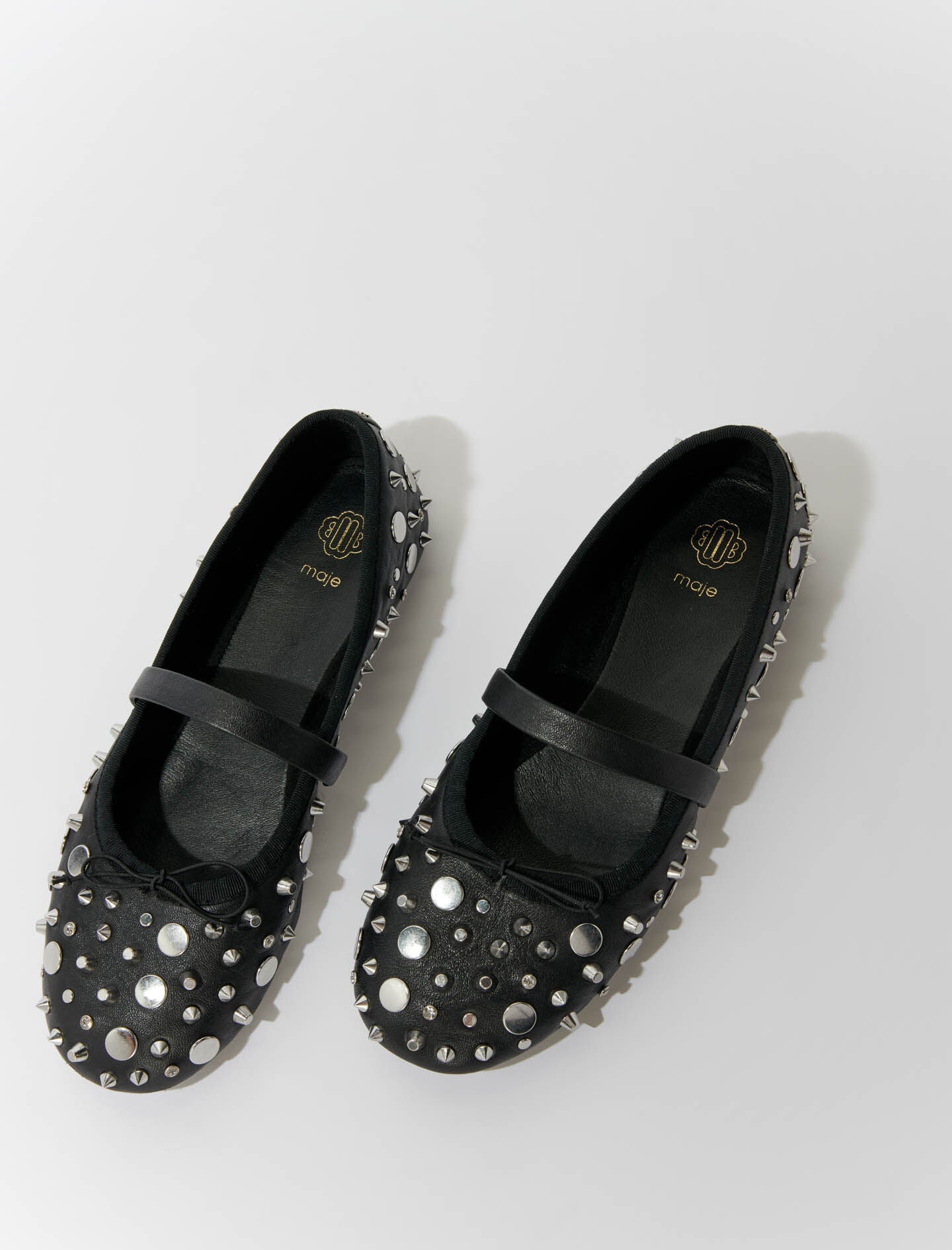 Shop Black Studded Ballet Flats for Women Online in Dubai UAE Maje.ae