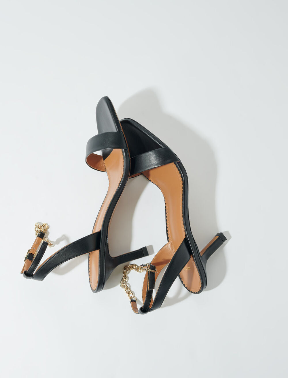 Black featured-Leather sandals with heels