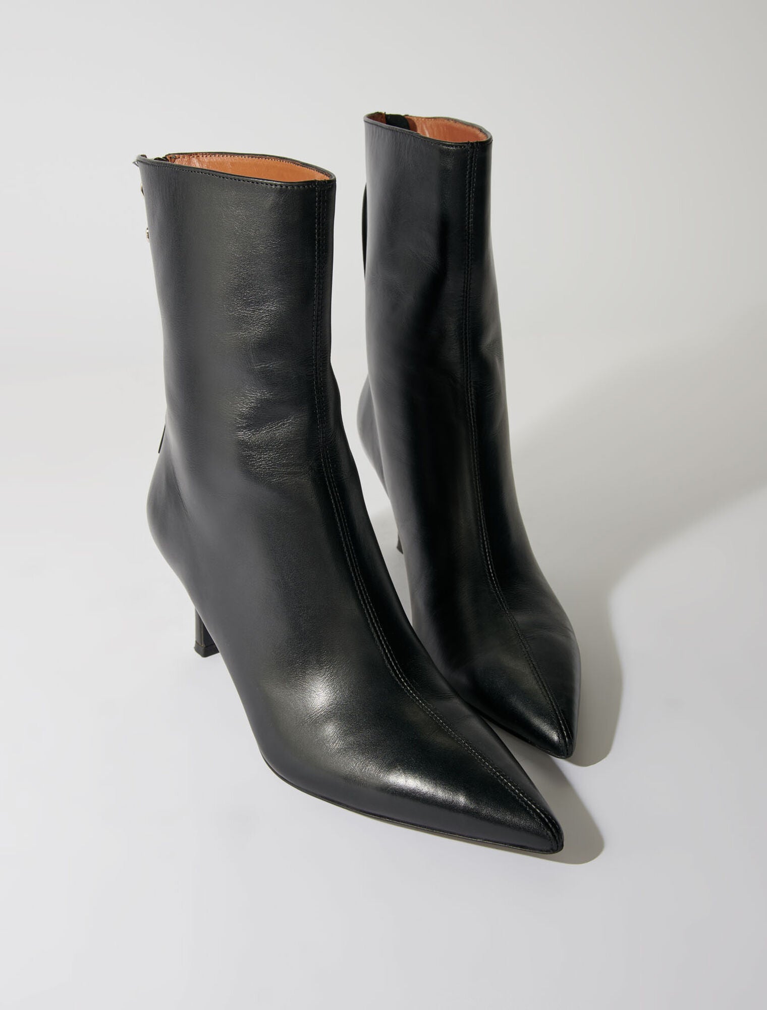 Black featured-Leather ankle boots