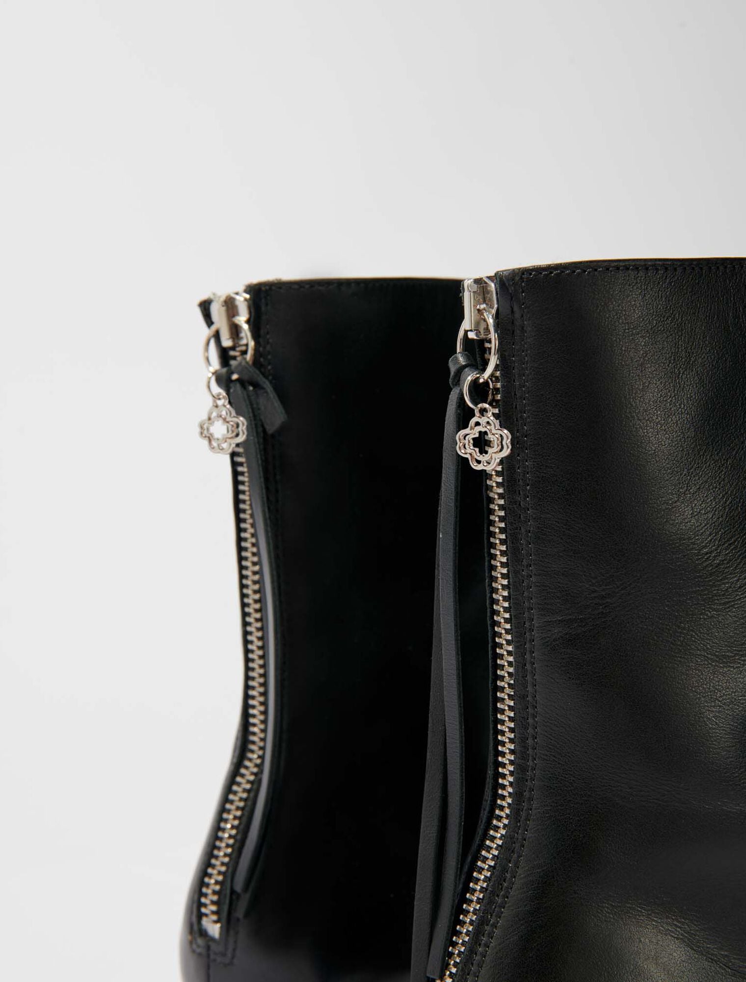 Black featured-Leather ankle boots