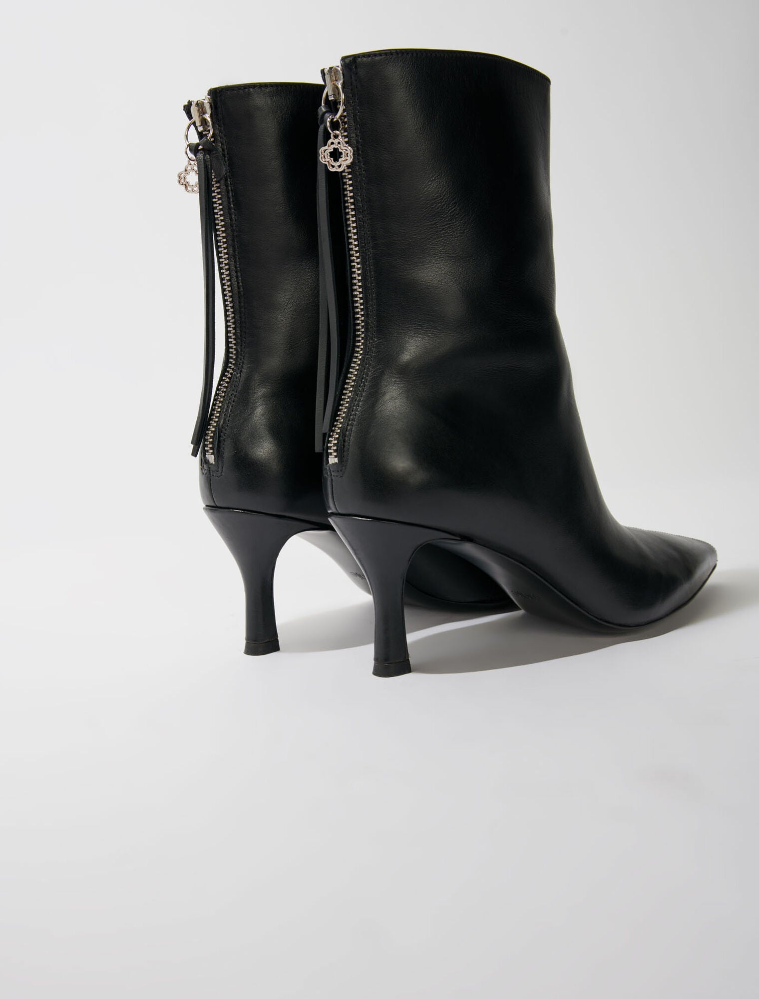 Black featured-Leather ankle boots