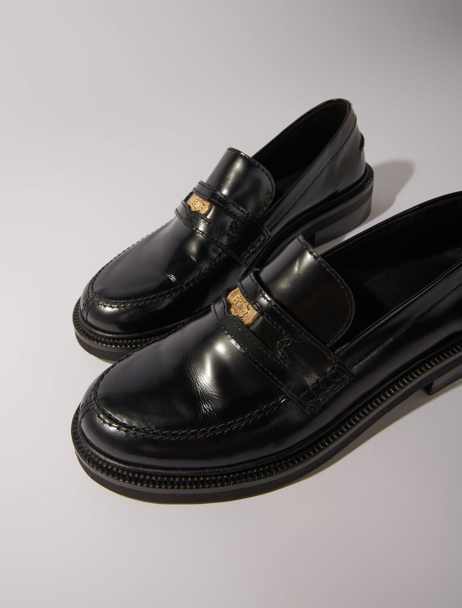 Black featured-Leather loafers