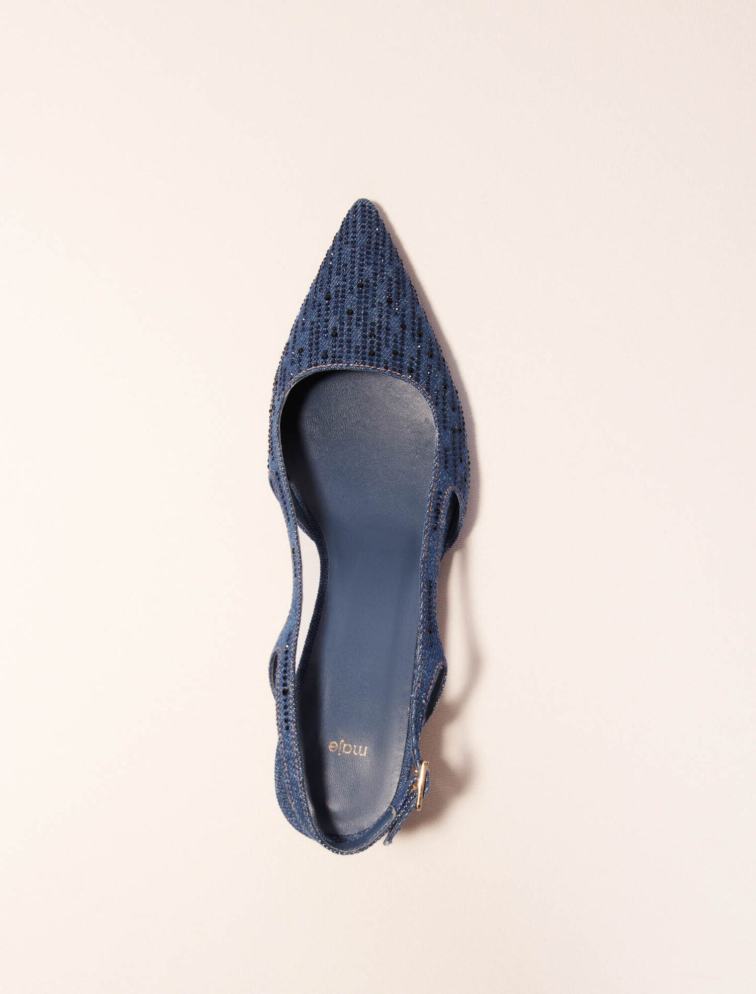 Blue-Slingback pump in rhinestone denim