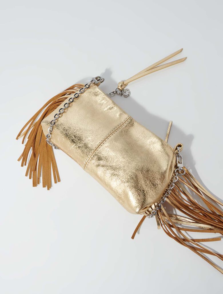 Gold featured-Metallic leather Miss M clutch bag