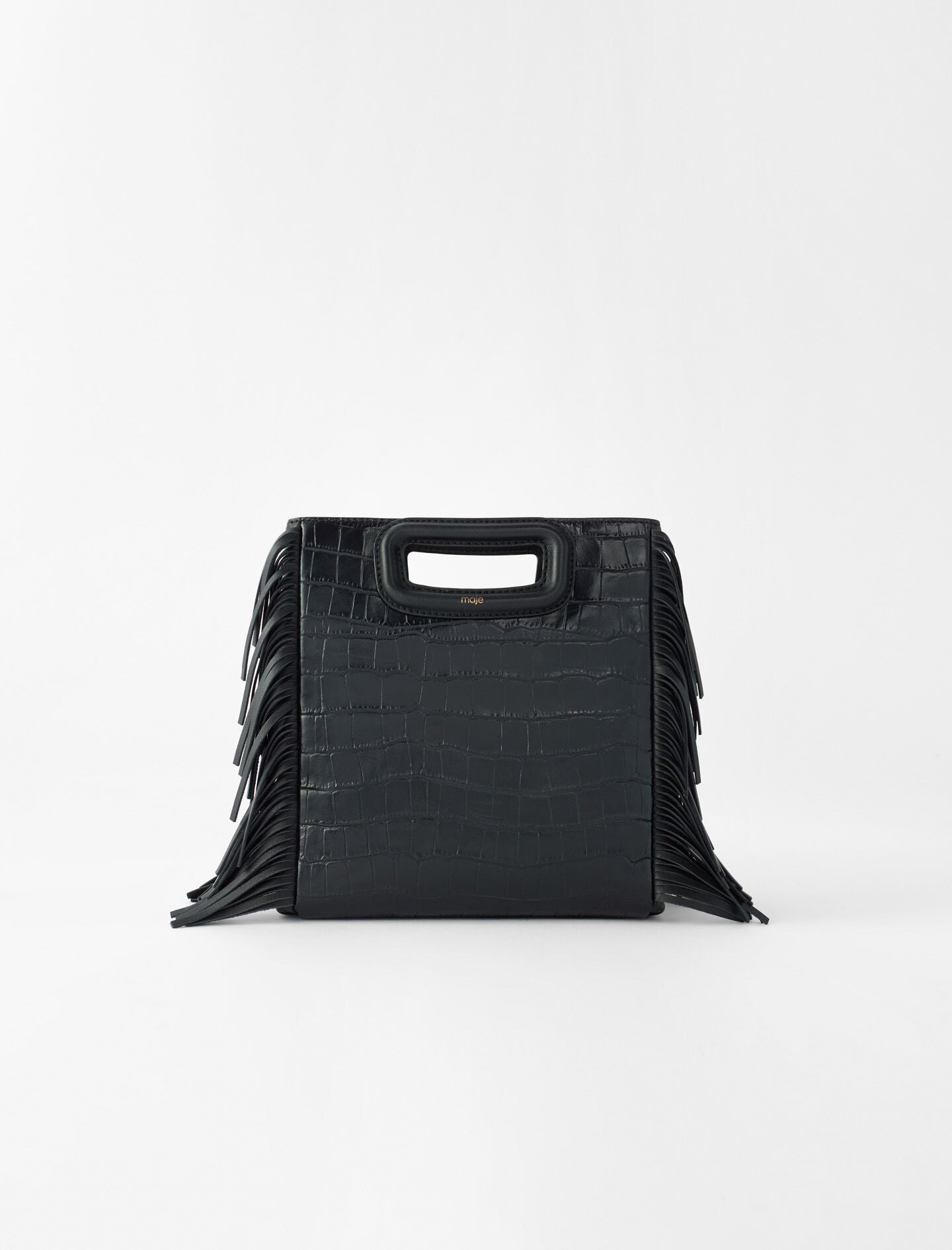 Black-featured-fringed leather m bag
