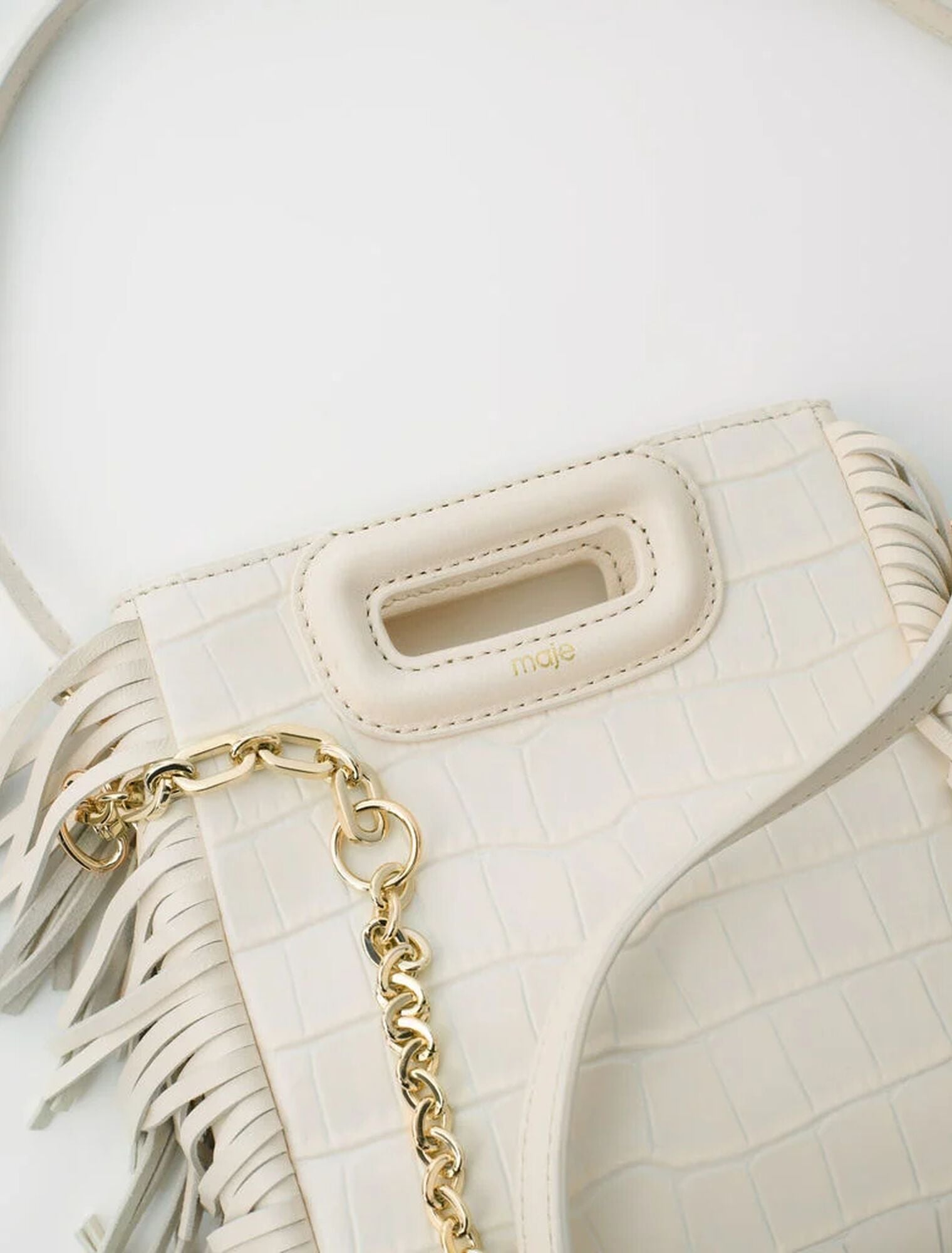 Vanilla Ecru featured-Mini embossed-leather M bag with chain