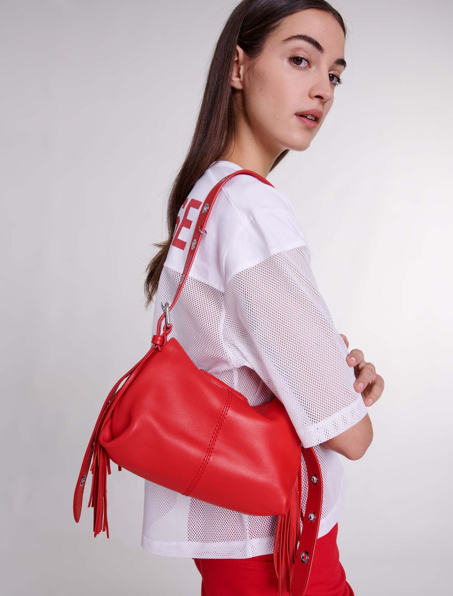 Red featured-Smooth leather mini Miss M bag