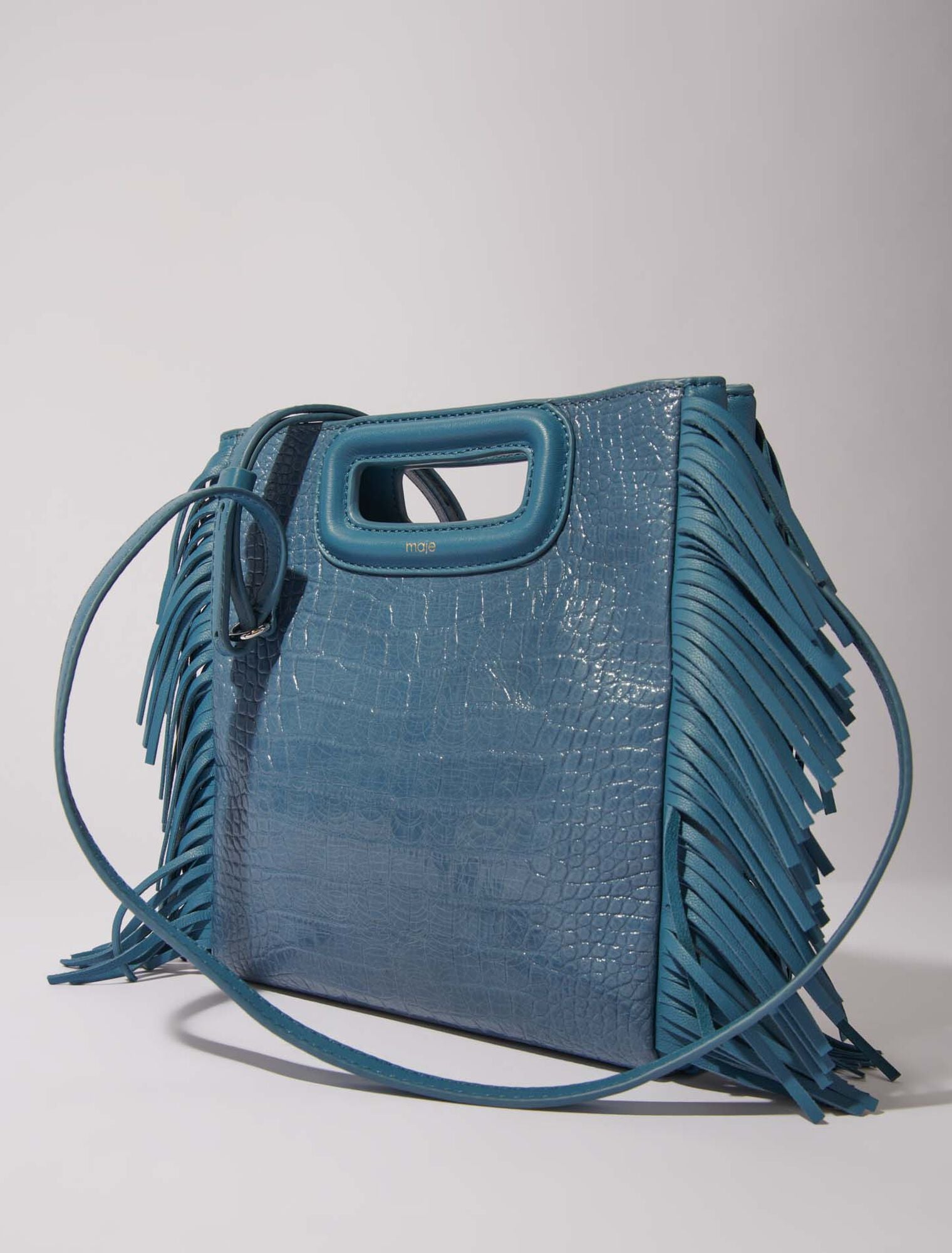 Blue / Grey-Mock croc M bag