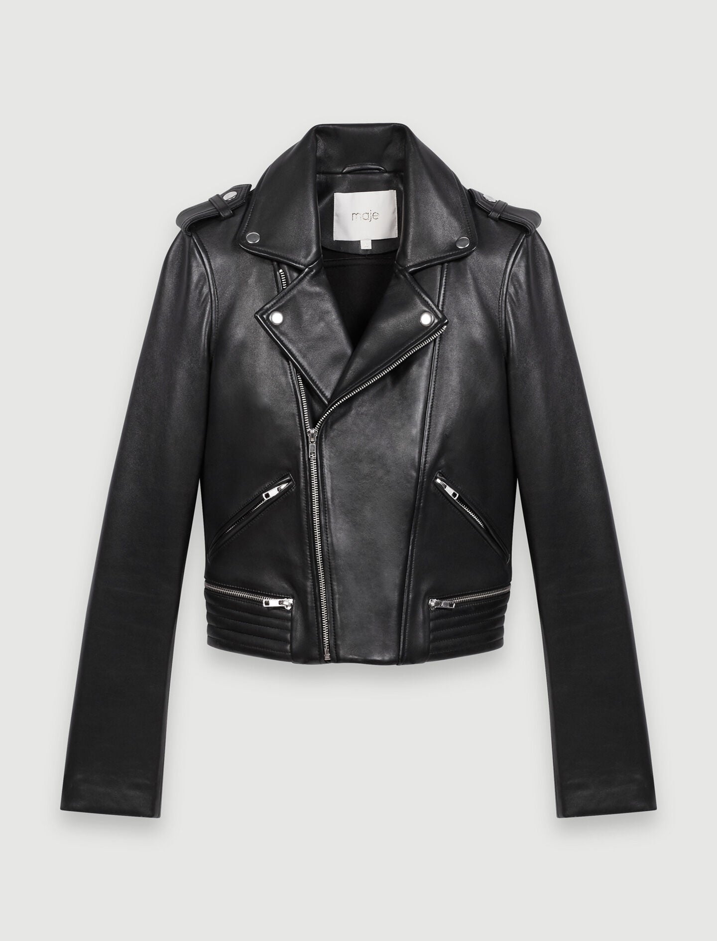 Black featured-leather biker jacket