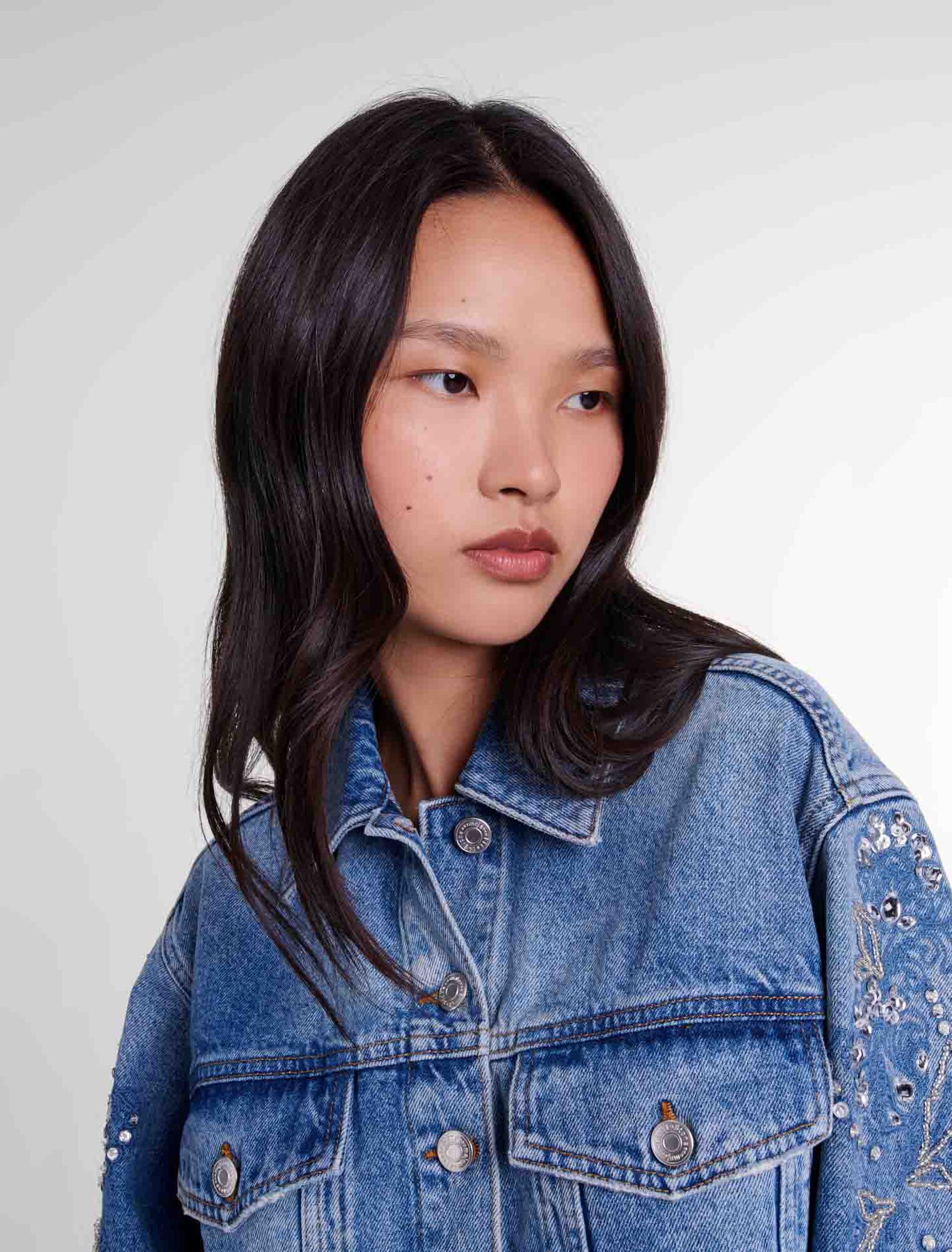 Blue   Embroidered denim jacket