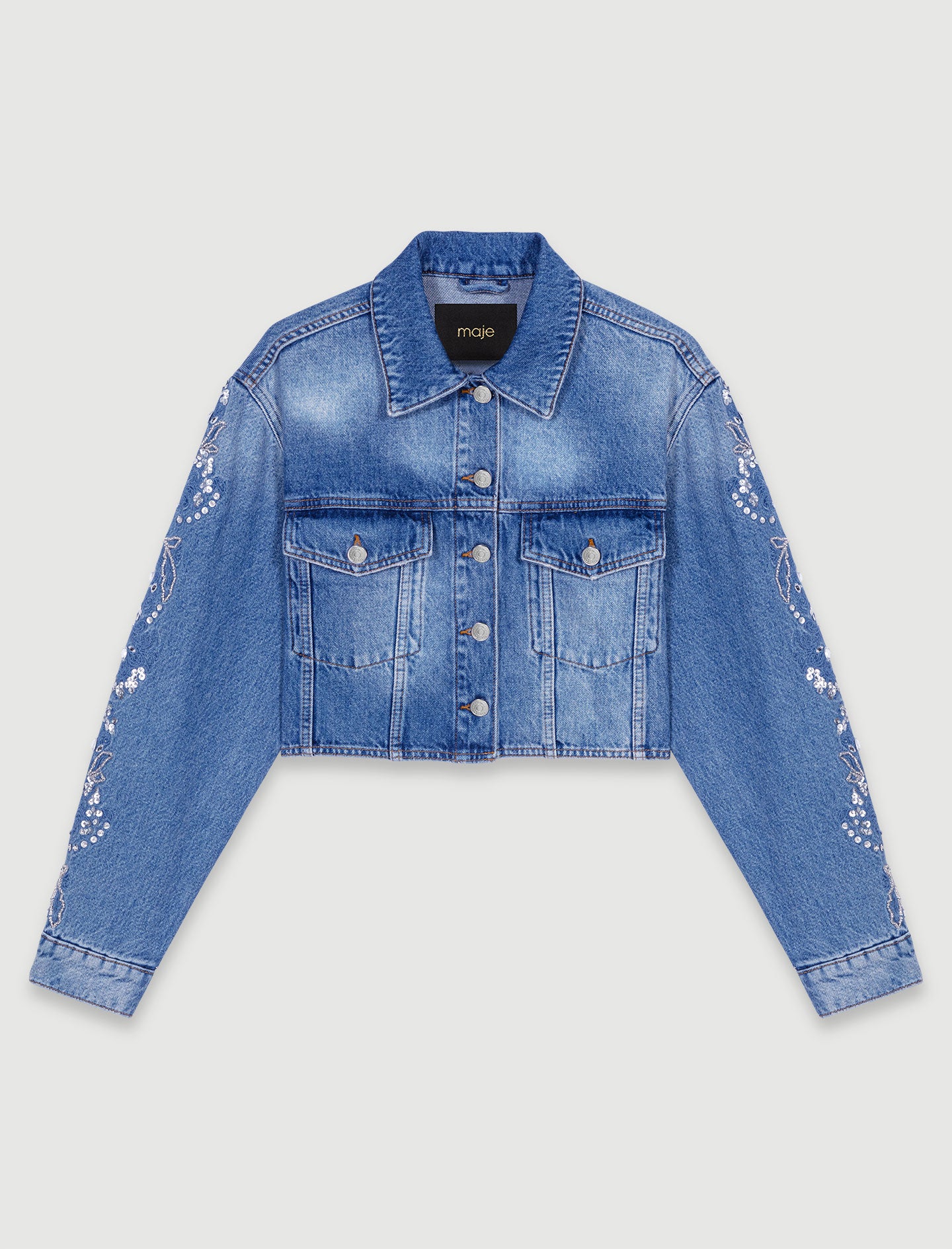 Blue   Embroidered denim jacket