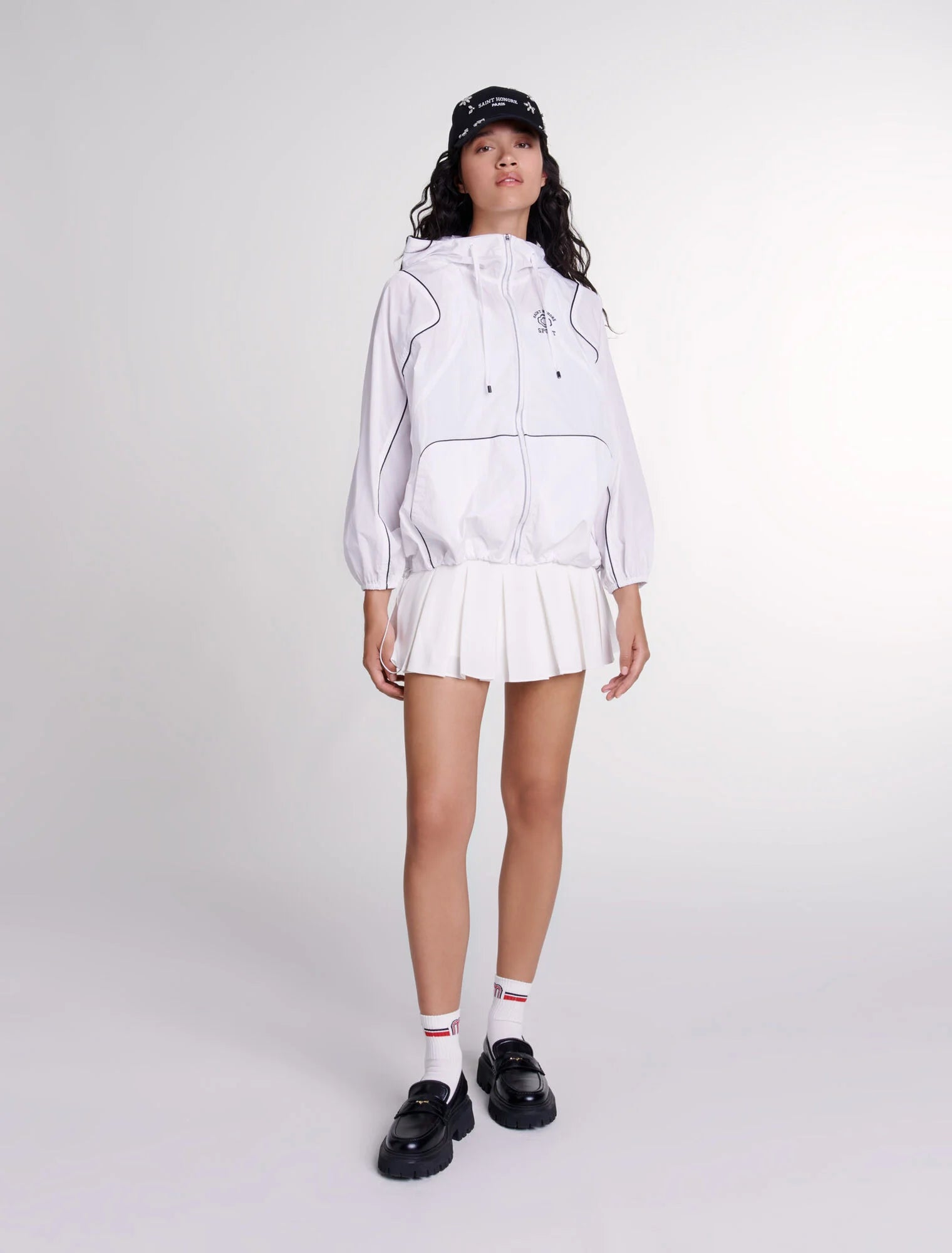 White featured-Hooded windbreaker