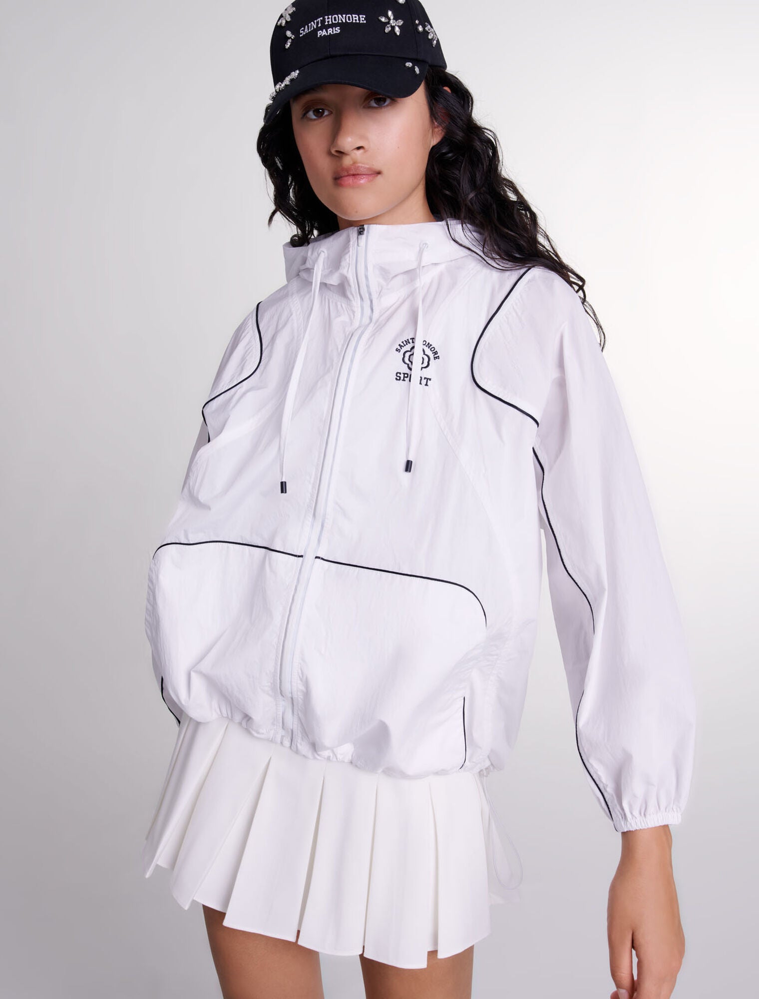 White featured-Hooded windbreaker