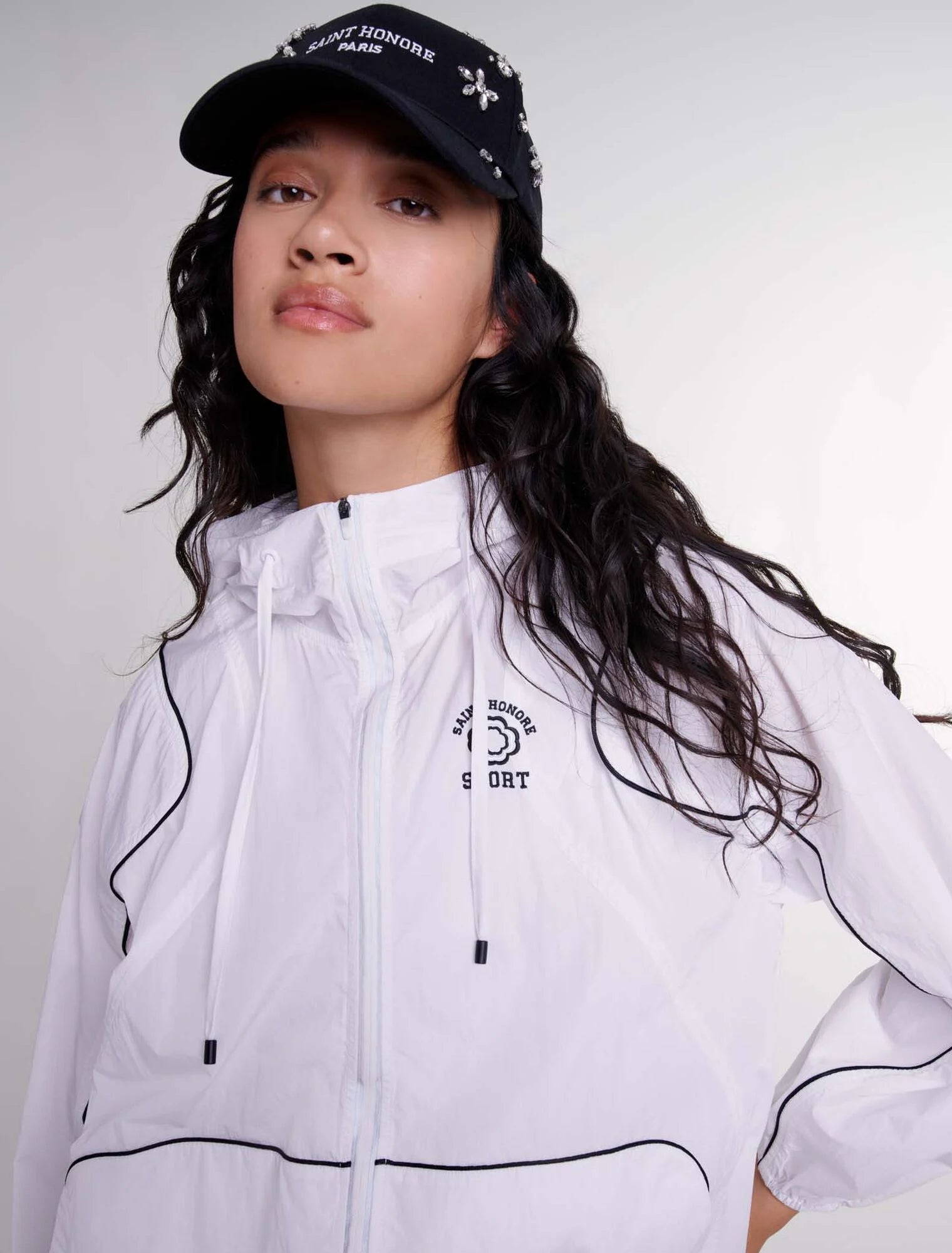 White featured-Hooded windbreaker