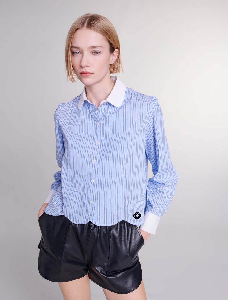 Blue-featured-Contrast stripe shirt