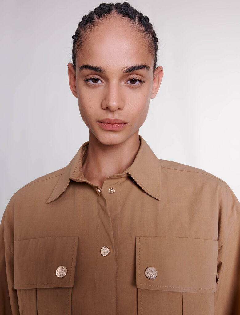 Beige featured-Belted long shirt