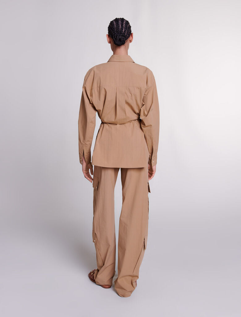 Beige featured-Belted long shirt