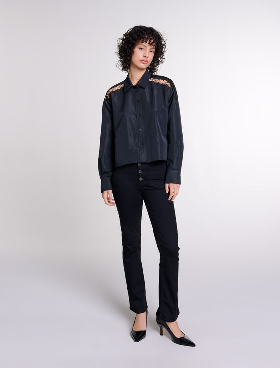 Black featured-Openwork shirt