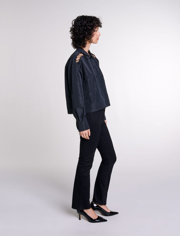 Black featured-Openwork shirt