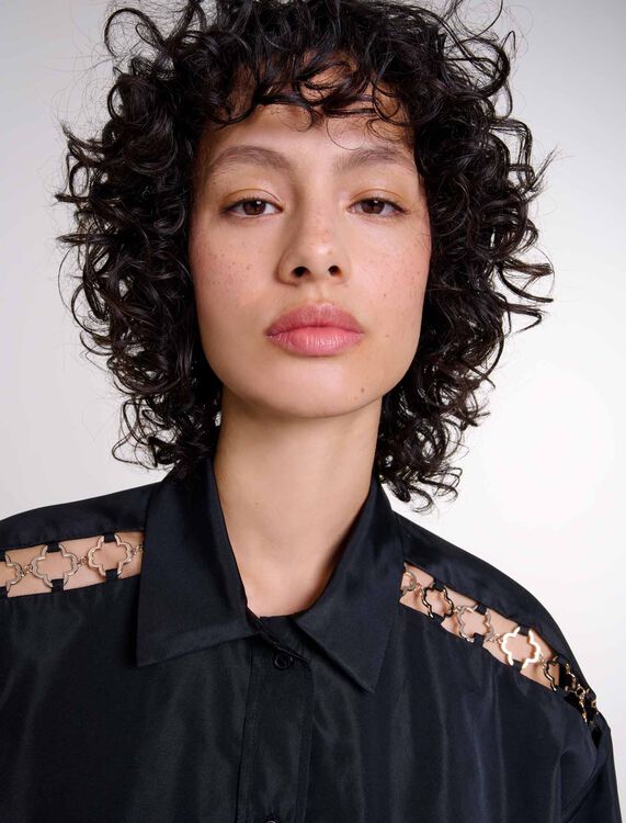 Black featured-Openwork shirt