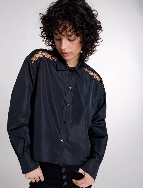 Black featured-Openwork shirt