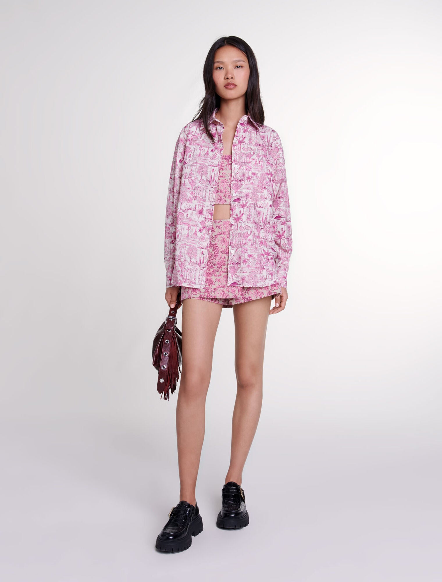 Paris pink print featured-Oversize patterned shirt