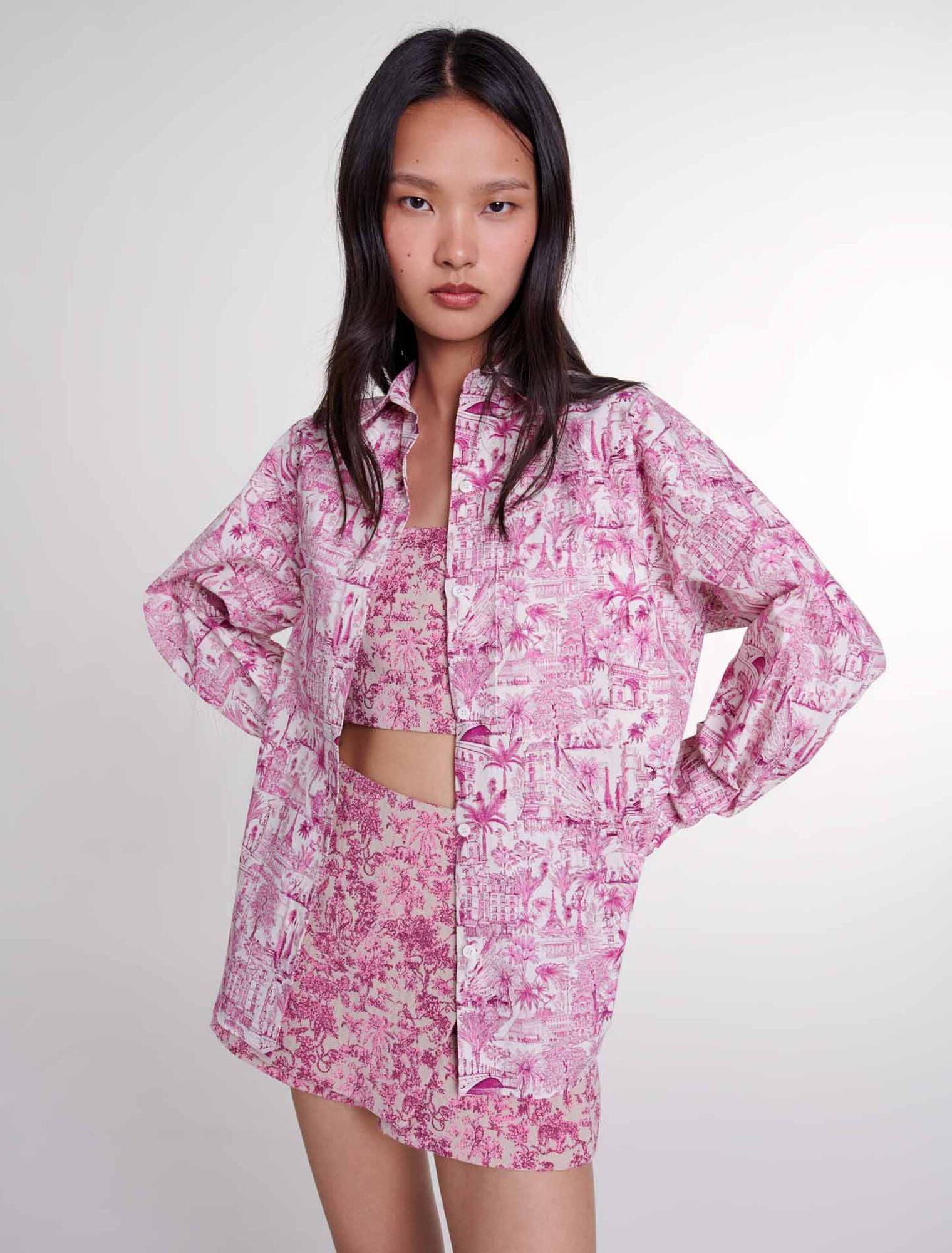 Paris pink print featured-Oversize patterned shirt