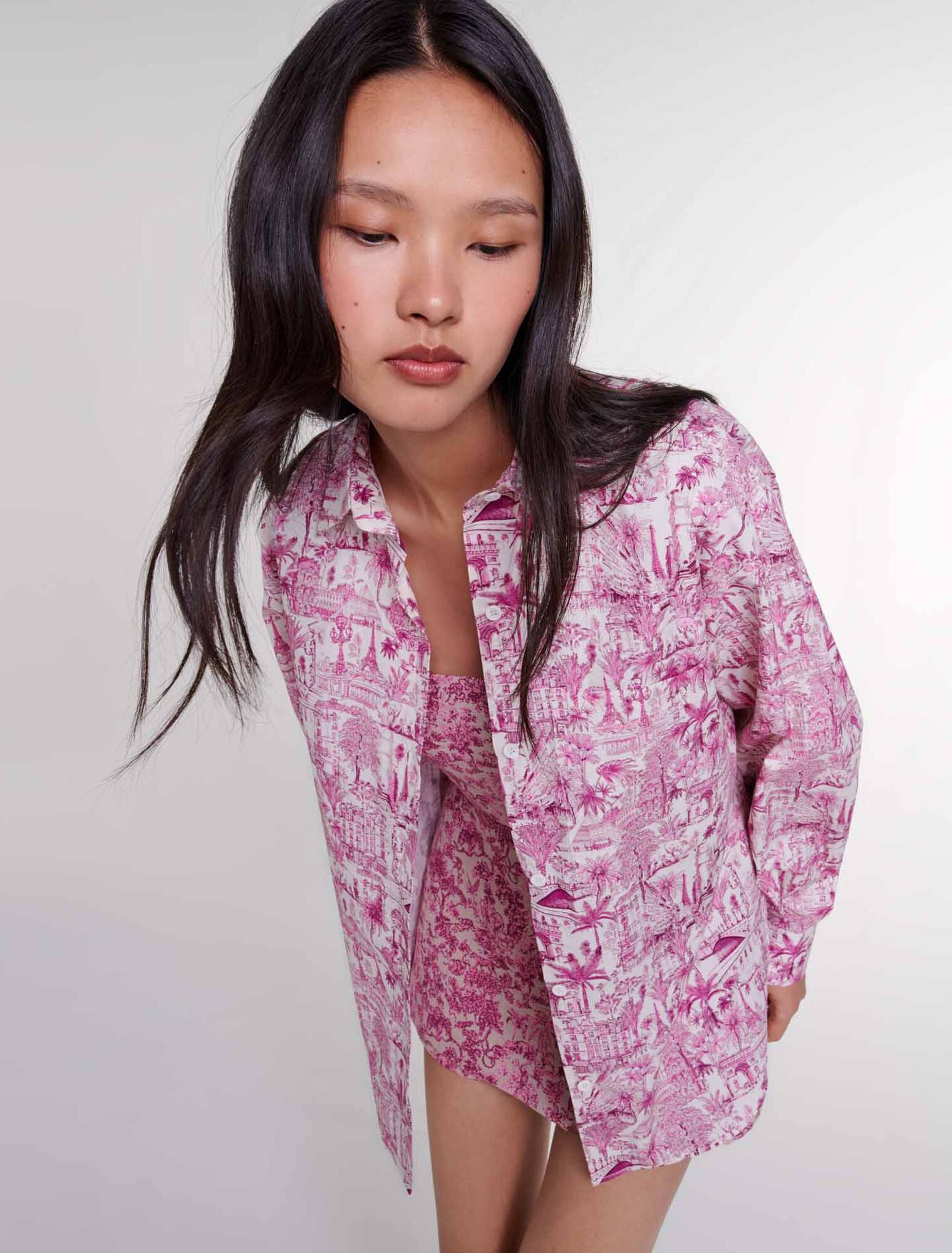 Paris pink print featured-Oversize patterned shirt