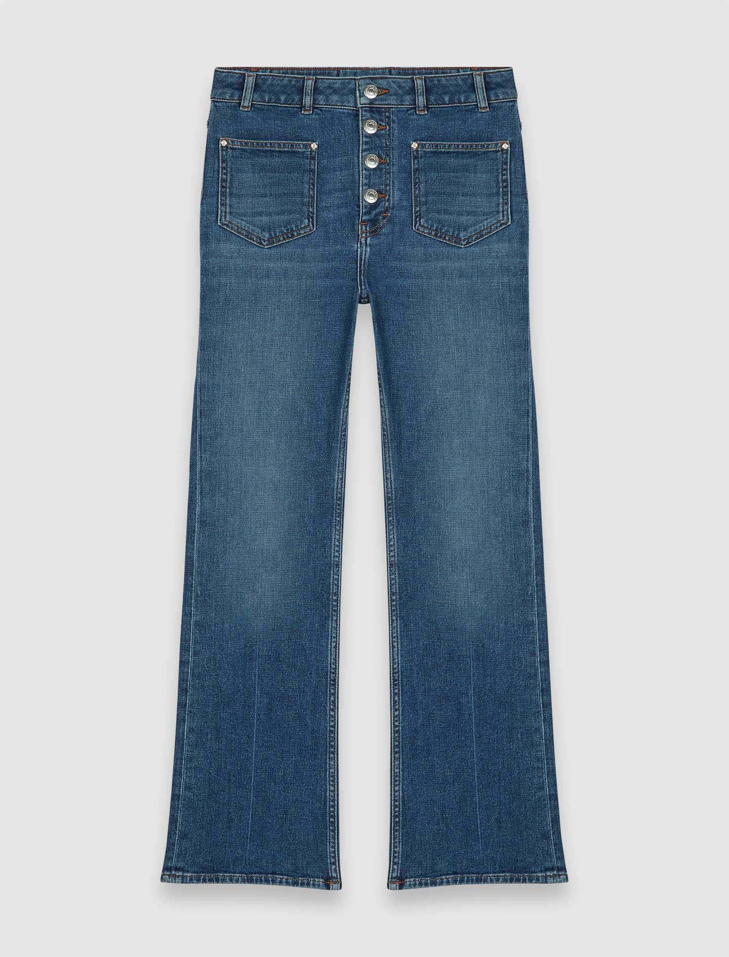 Blue featured-denim jeans with pockets