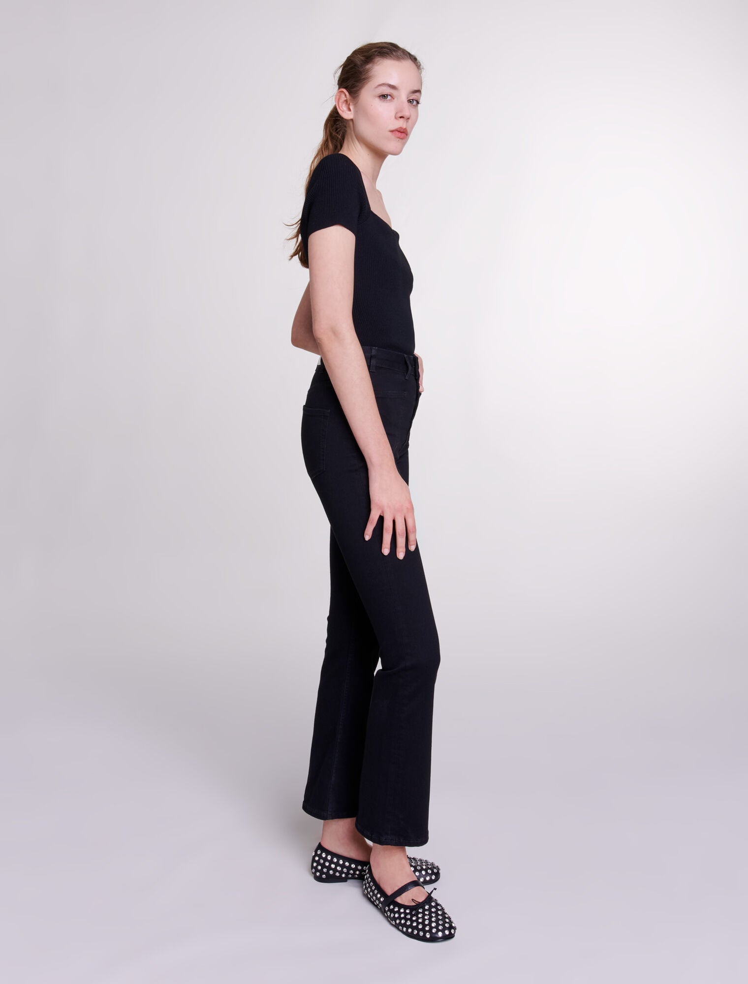 Black featured-Flared jeans