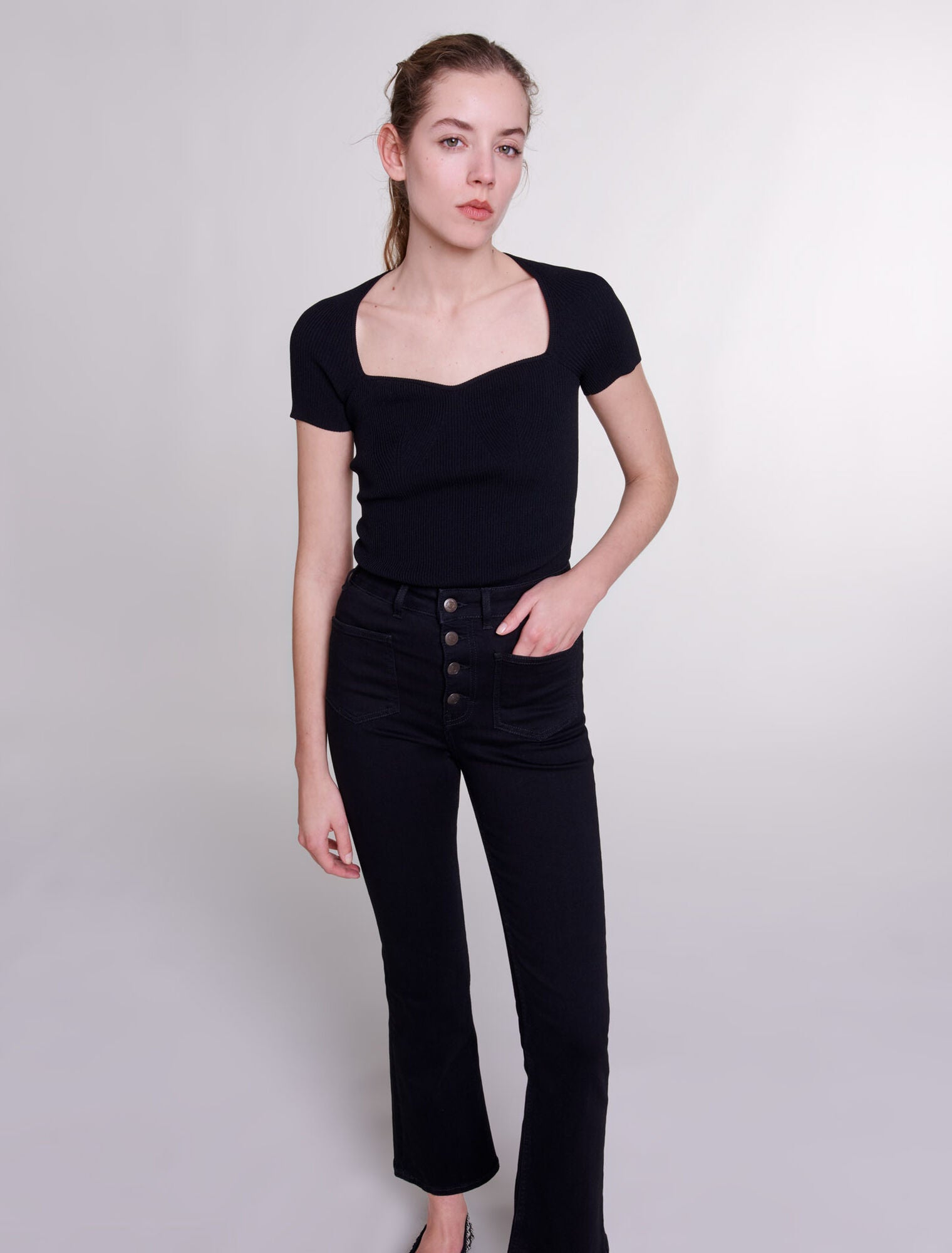 Black featured-Flared jeans