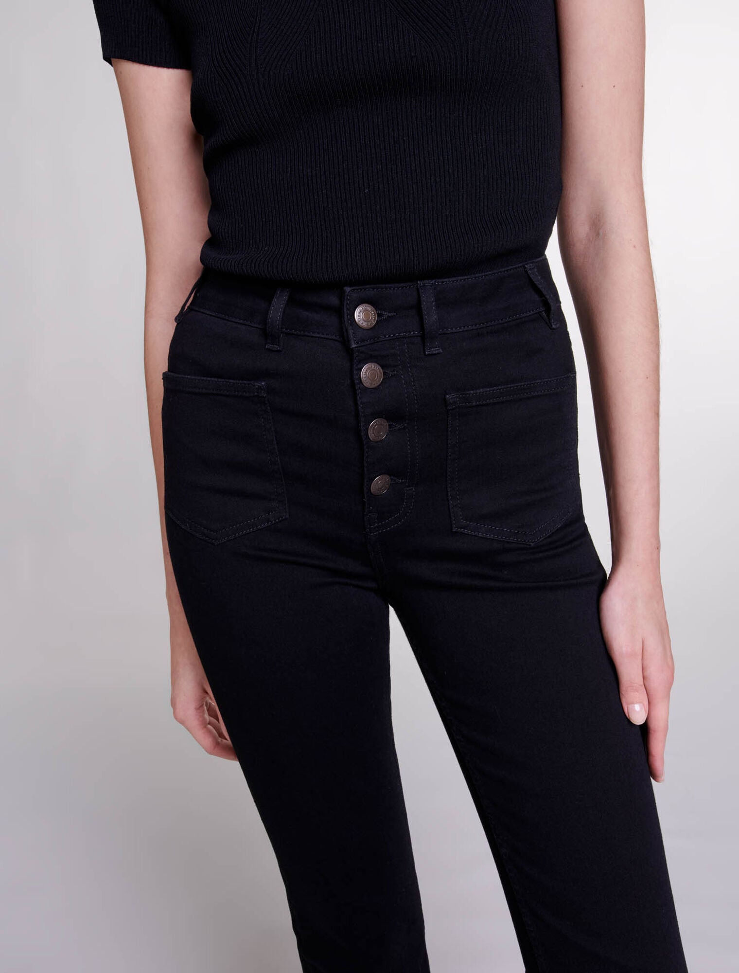 Black featured-Flared jeans