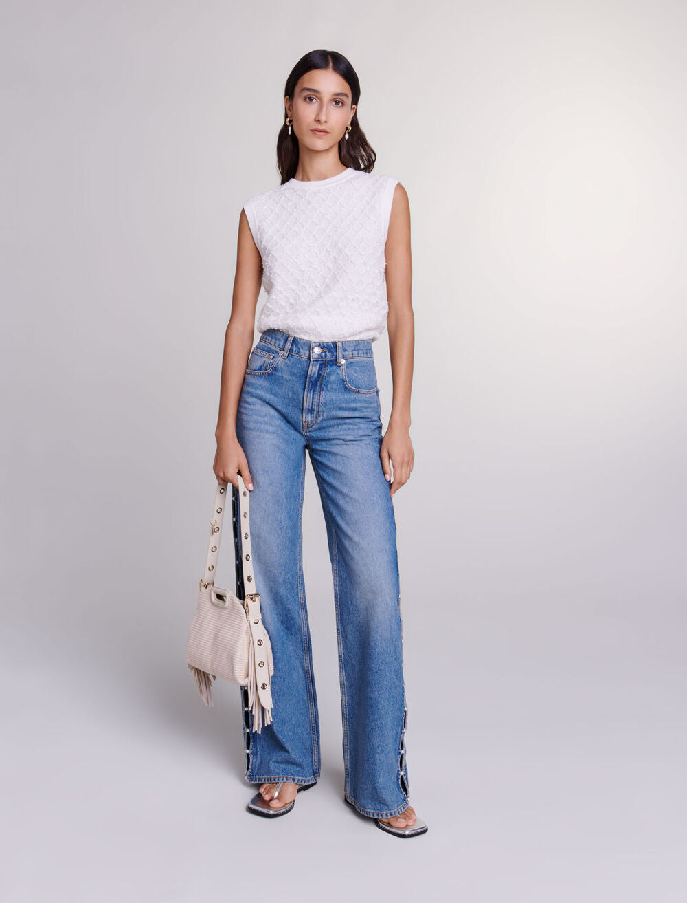 Blue-featured-Beaded Cutaway Jeans