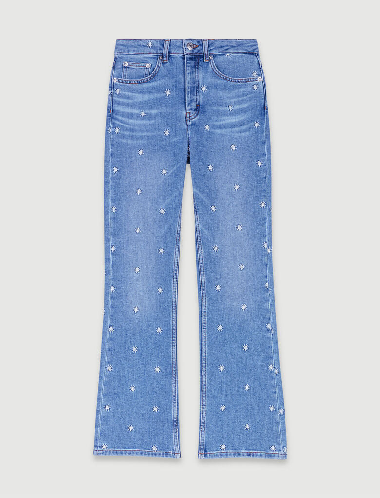Blue-Embroidered jeans