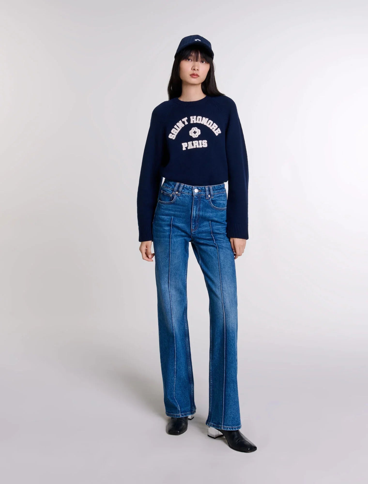 Blue-featured-Straight-leg jeans