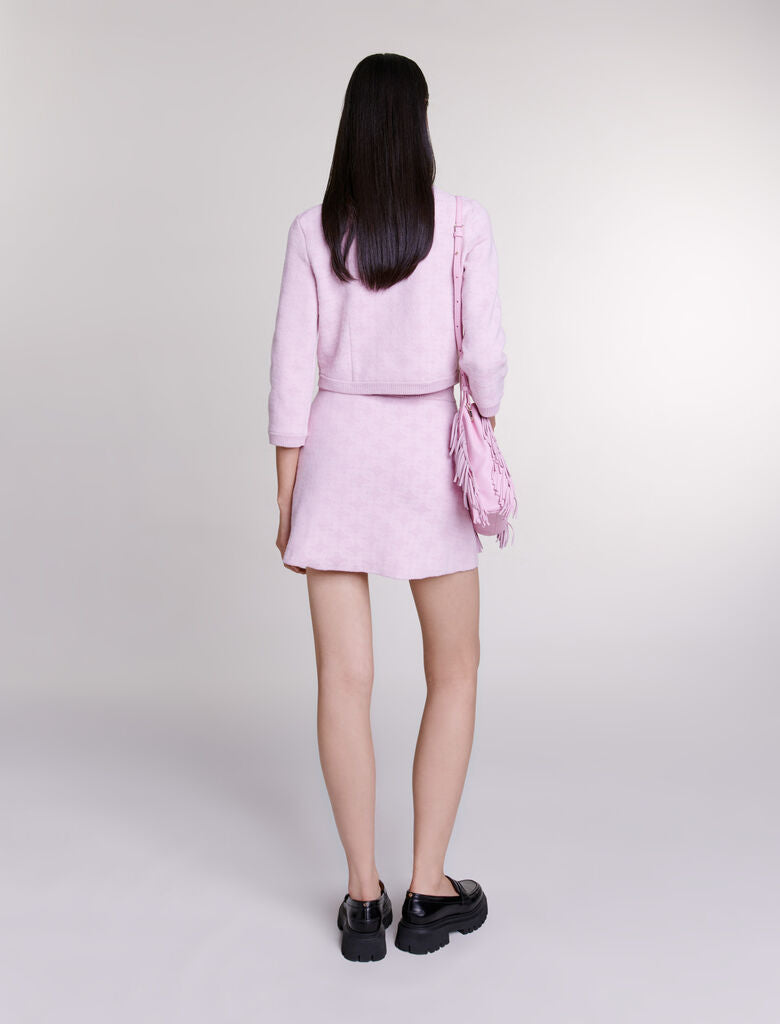 Pale Pink-Jacquard knit skirt