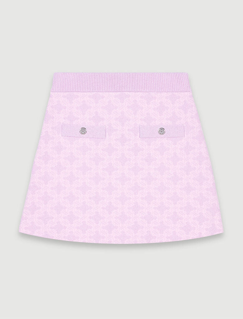 Pale Pink-Jacquard knit skirt