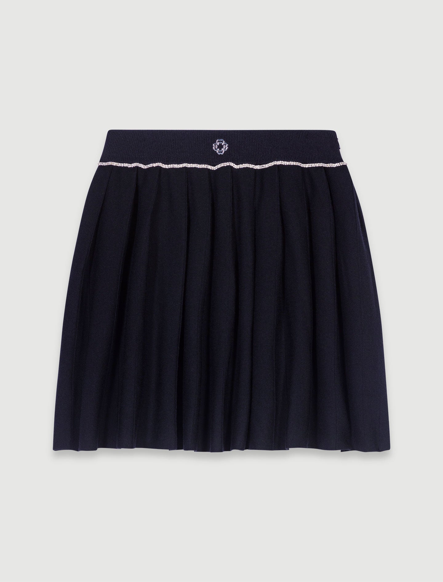 Black featured Pleated knit short skirt