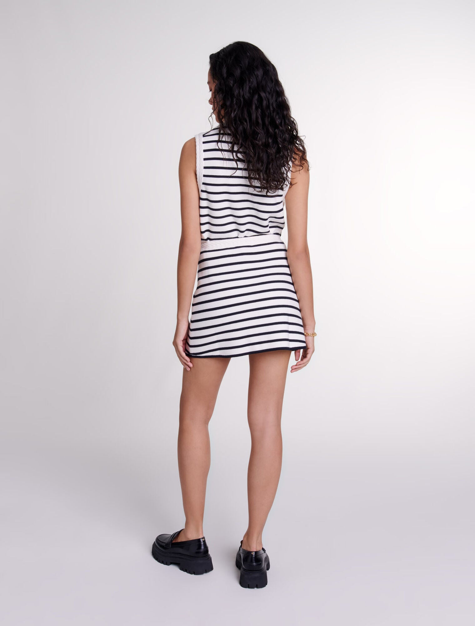 Striped knit skirt short sales