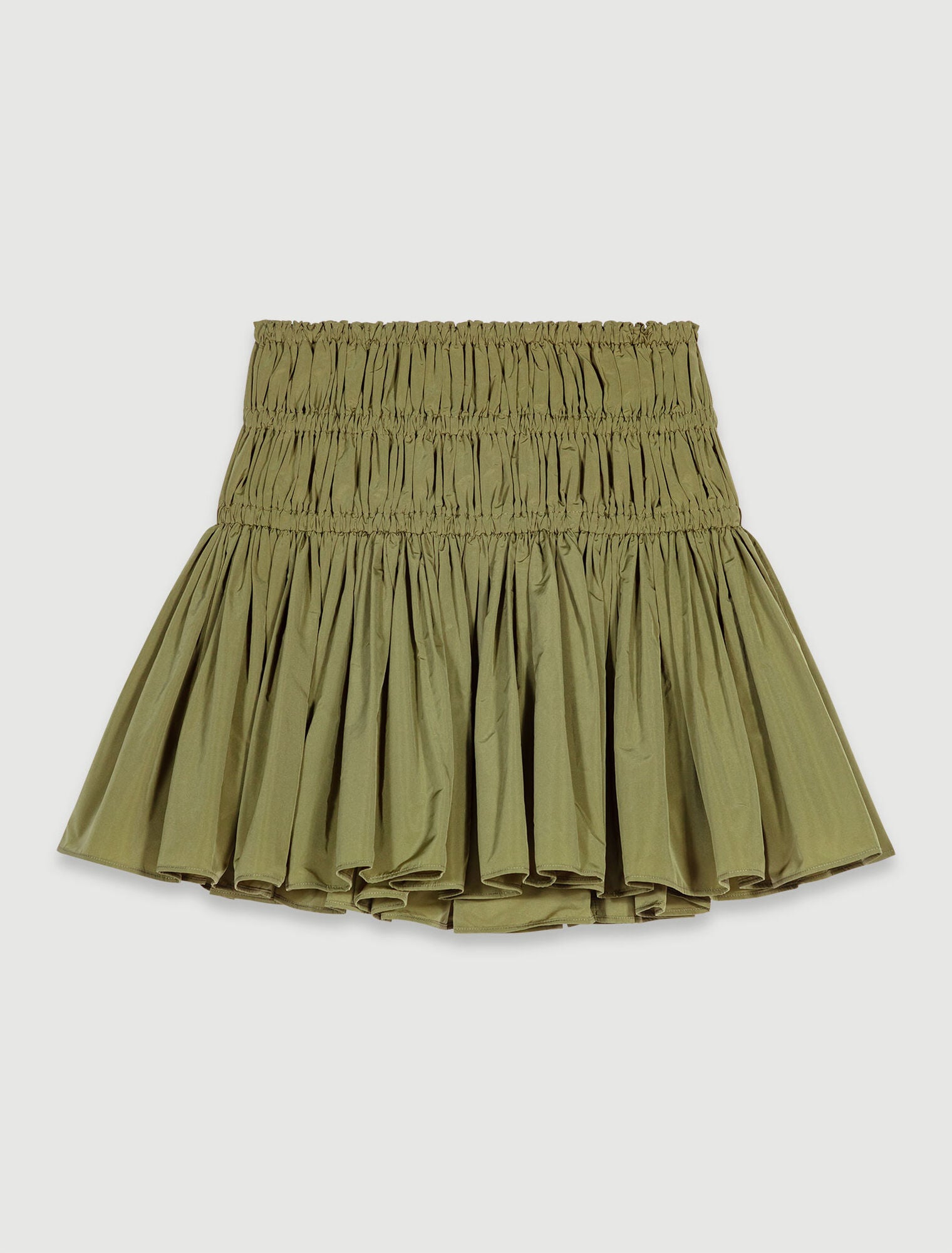 Khaki featured-Short taffeta mini-skirt