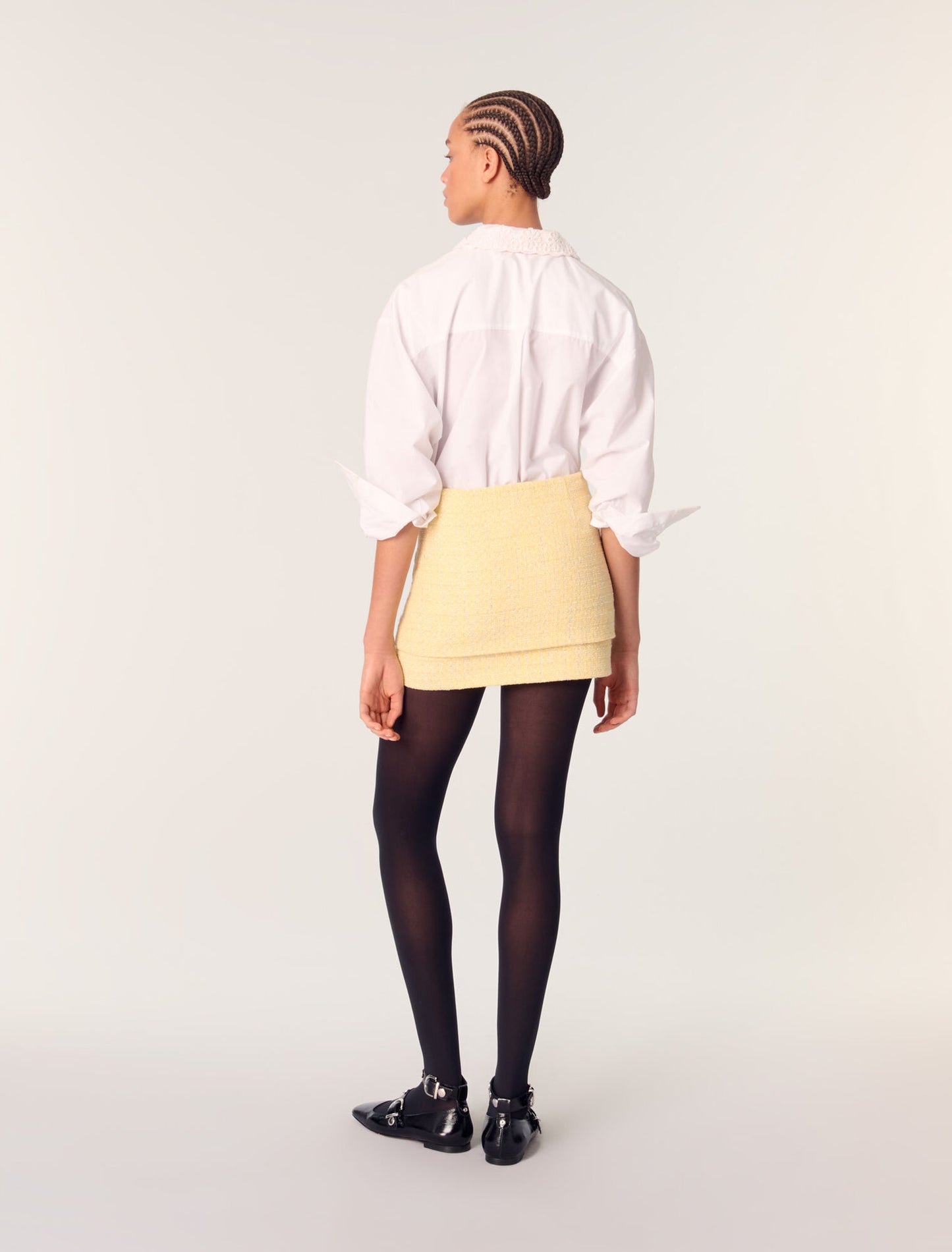 Yellow-Tweed mini skirt