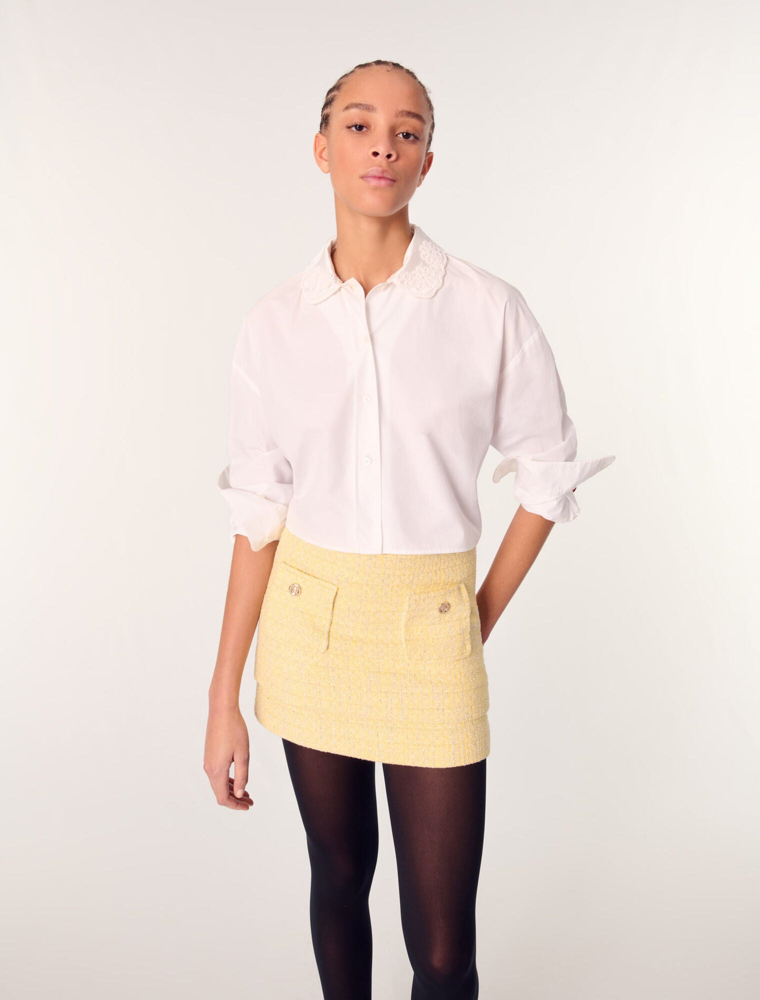 Yellow-Tweed mini skirt