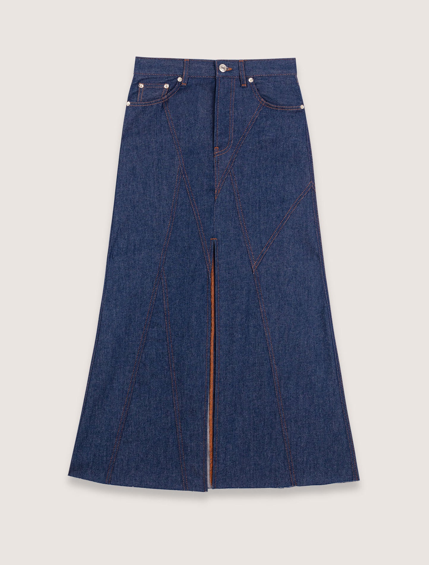 Navy-Long Denim Skirt